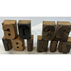 Vintage Wood Type Letterpress Blocks Antique Numbers Lot